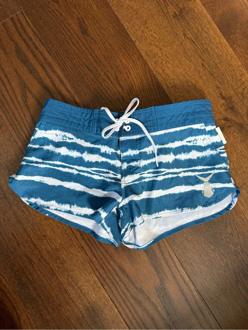 Women’s Blue Tie-Dye Athletic Shorts with Drawstring